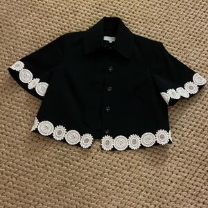 Pearl by lela rose Navy and white short sleeve top